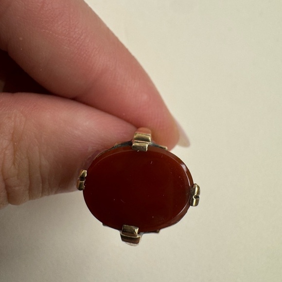 10K yellow gold and carnelian gemstone ring - Picture 6 of 13